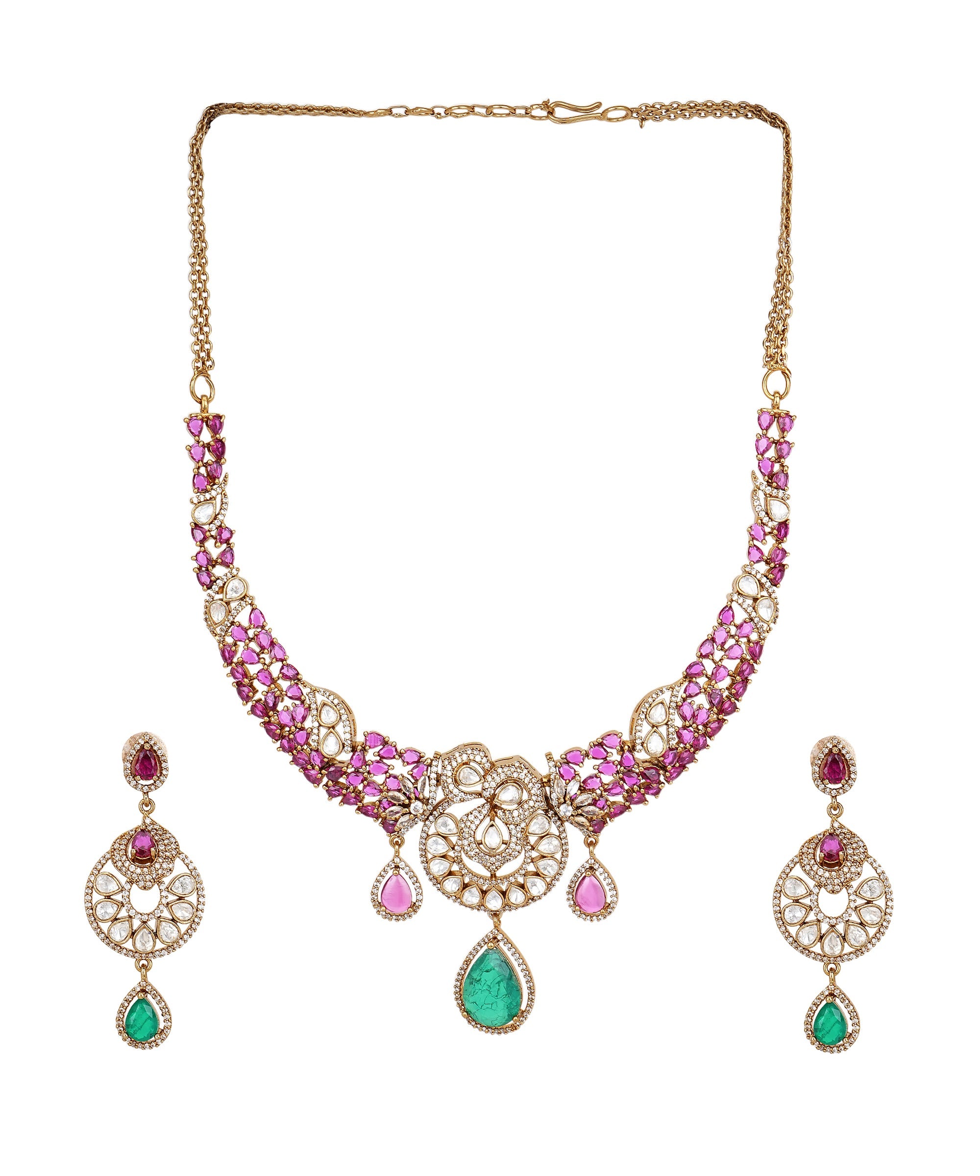 Statement American diamond necklace set for bridal wear