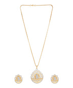Women's gold-tone necklace and earrings set for weddings and celebrations