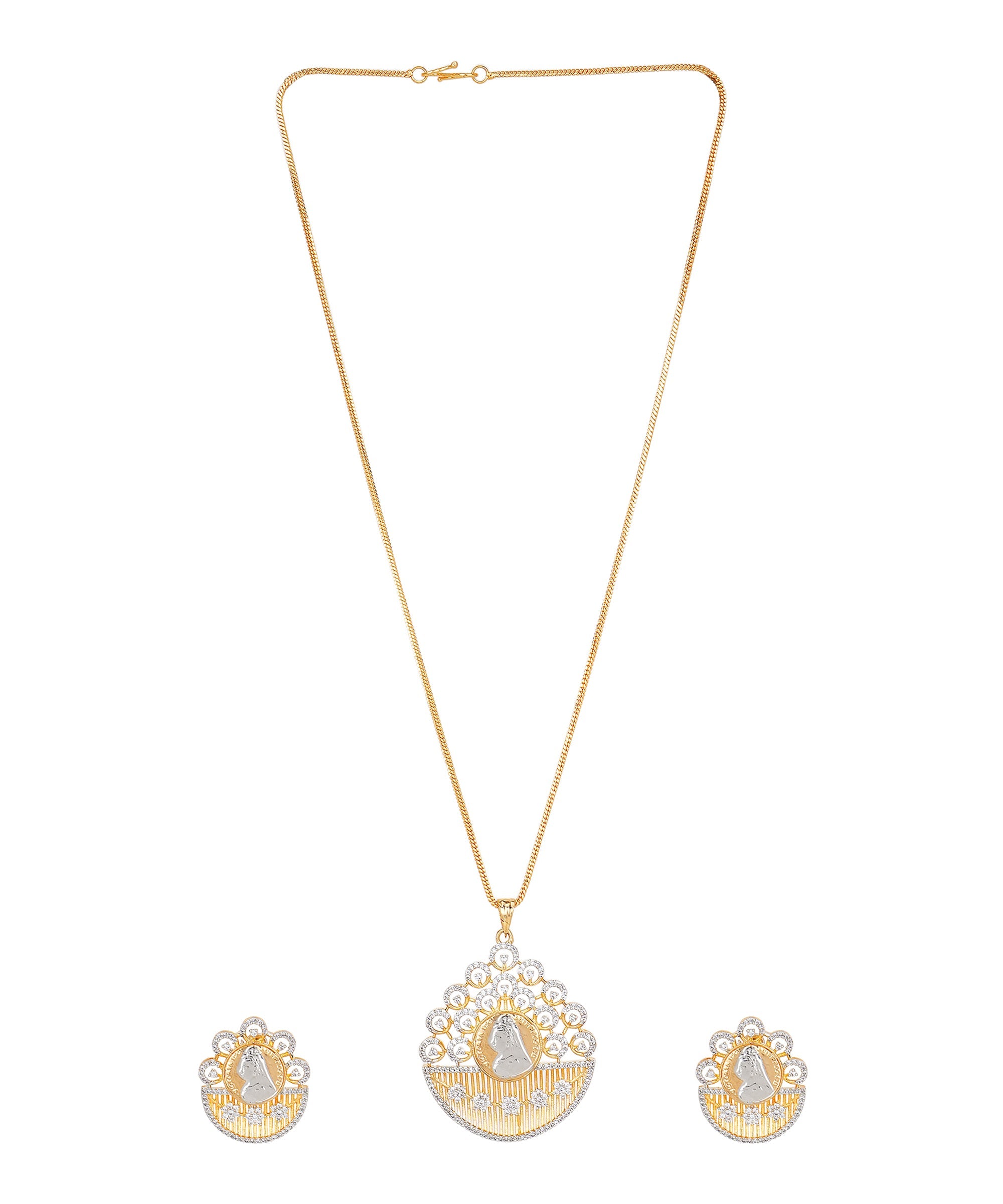Women's gold-tone necklace and earrings set for weddings and celebrations