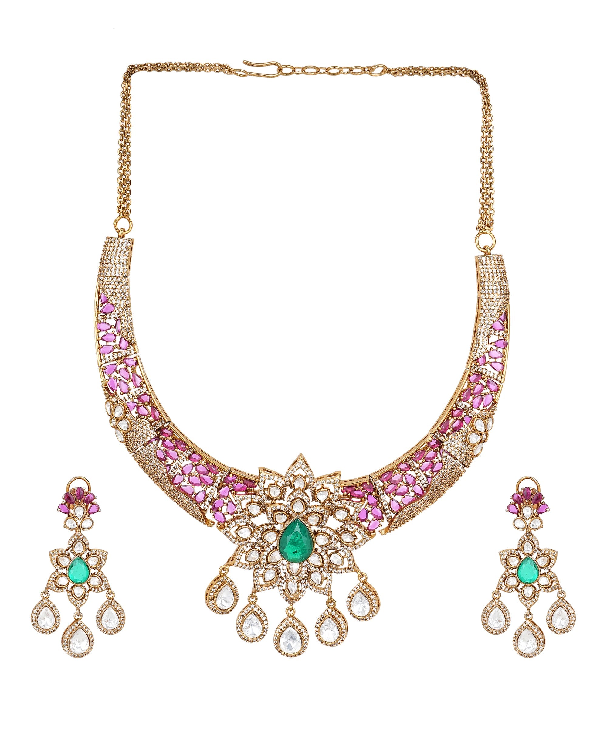 Luxury American diamond choker set for festive and bridal wear