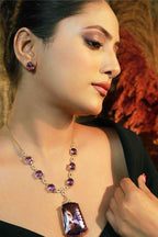 Damani Jewels Purple Crystal Pendant Necklace Set – Elegant Party & Fashion Jewelry
