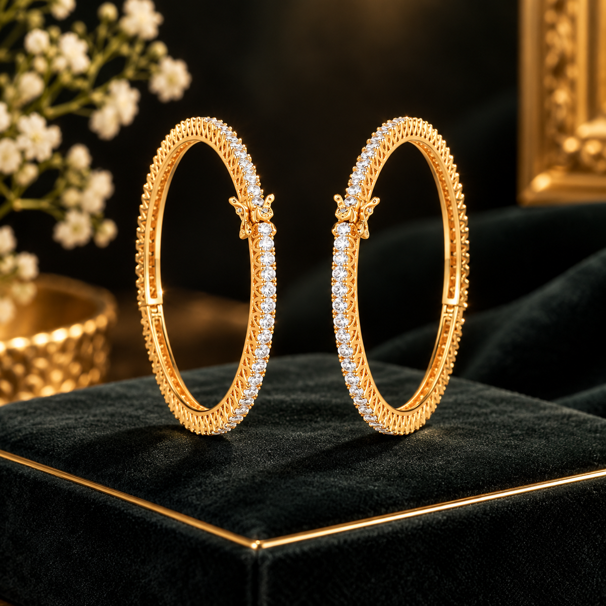Damani Jewels Gold Plated Crystal Studded Bangles Set for Women