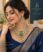 Green and gold Moissanite bridal necklace set for women