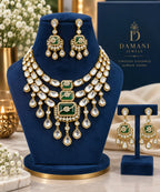 Designer green Kundan necklace with matching earrings