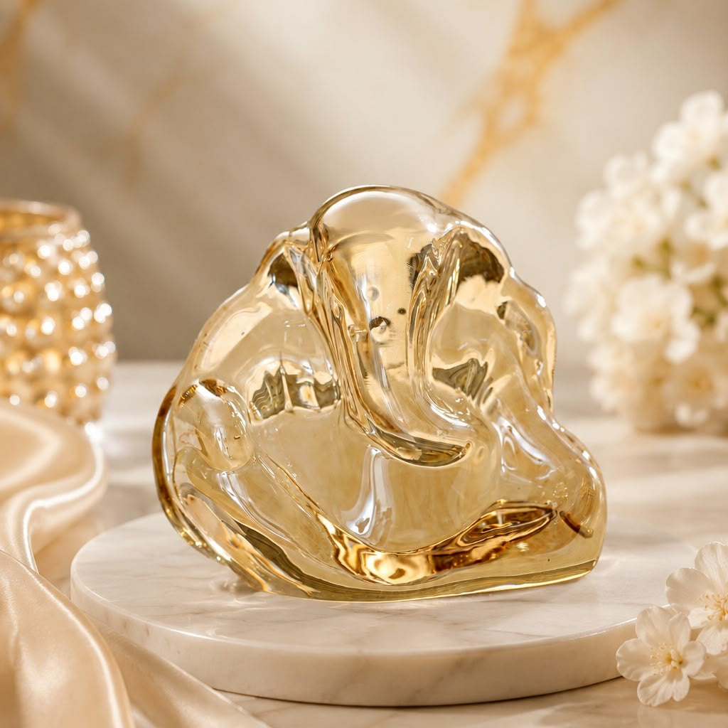 Crystal Glass Lord Ganesha Idol | Elegant Ganesh Statue for Home Decor & Gifting