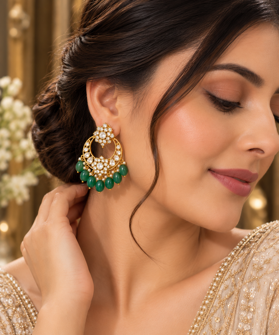 Damani Jewels green Moissanite statement earrings for women
