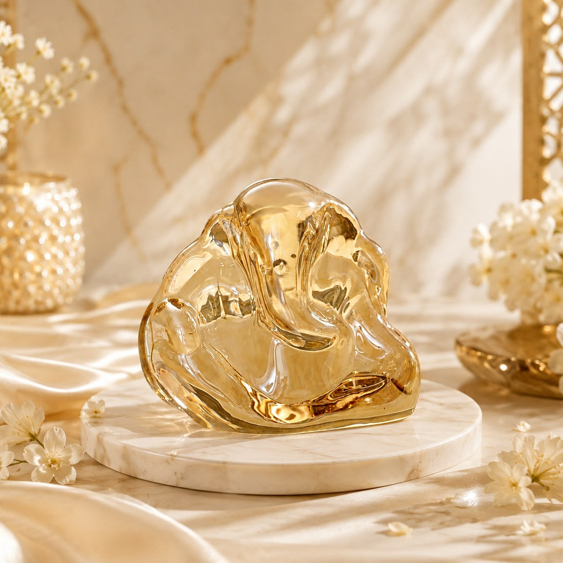 Crystal Glass Lord Ganesha Idol | Elegant Ganesh Statue for Home Decor & Gifting