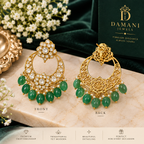 Designer green Moissanite earrings with teardrop bead detailing