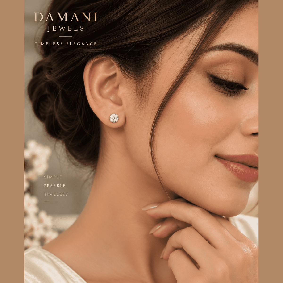 925 Sterling Silver Solitaire Stud Earrings | Lab-Cut Diamond-Look Stones | Damani Jewels