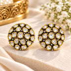 Moissanite Statement Stud Earrings – Gold Finish Round & Teardrop Design