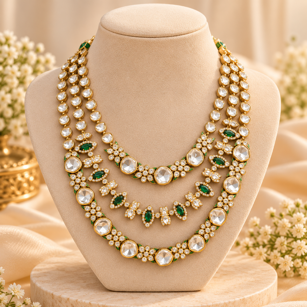 Luxury Moissanite bridal necklace and earrings set by Damani Jewels
