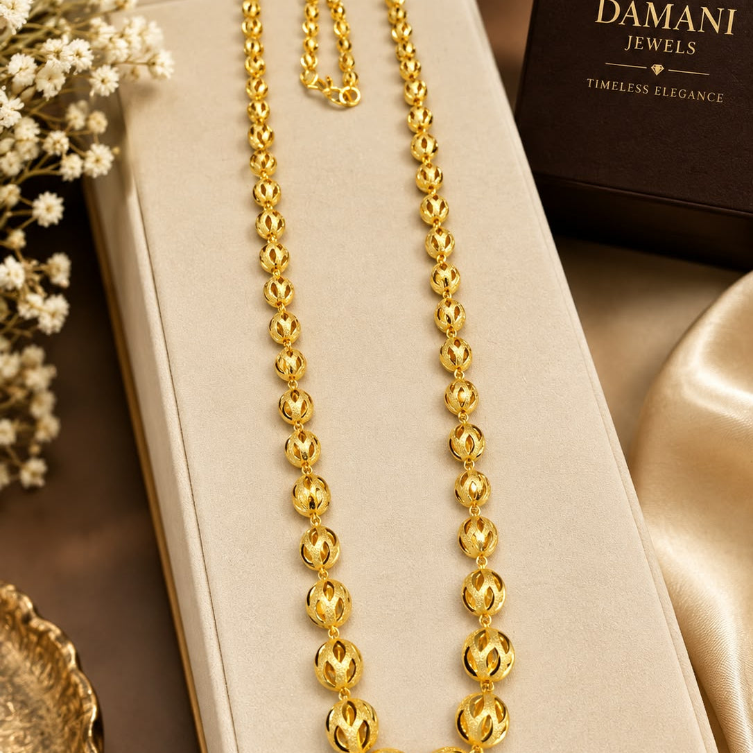 Matar Mala Gold Tone Beaded Necklace for Women | Damani Jewels