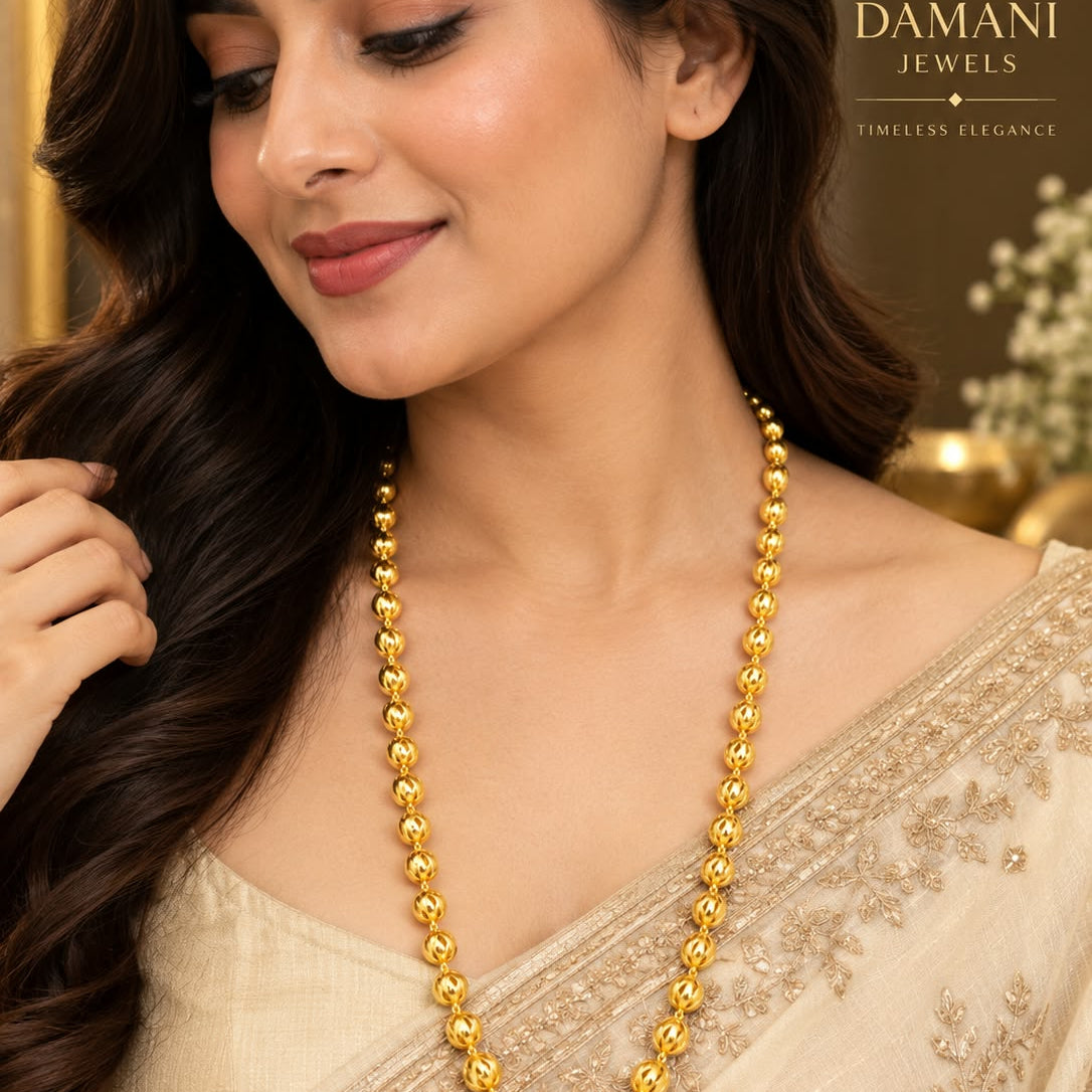 Matar Mala Gold Tone Beaded Necklace for Women | Damani Jewels