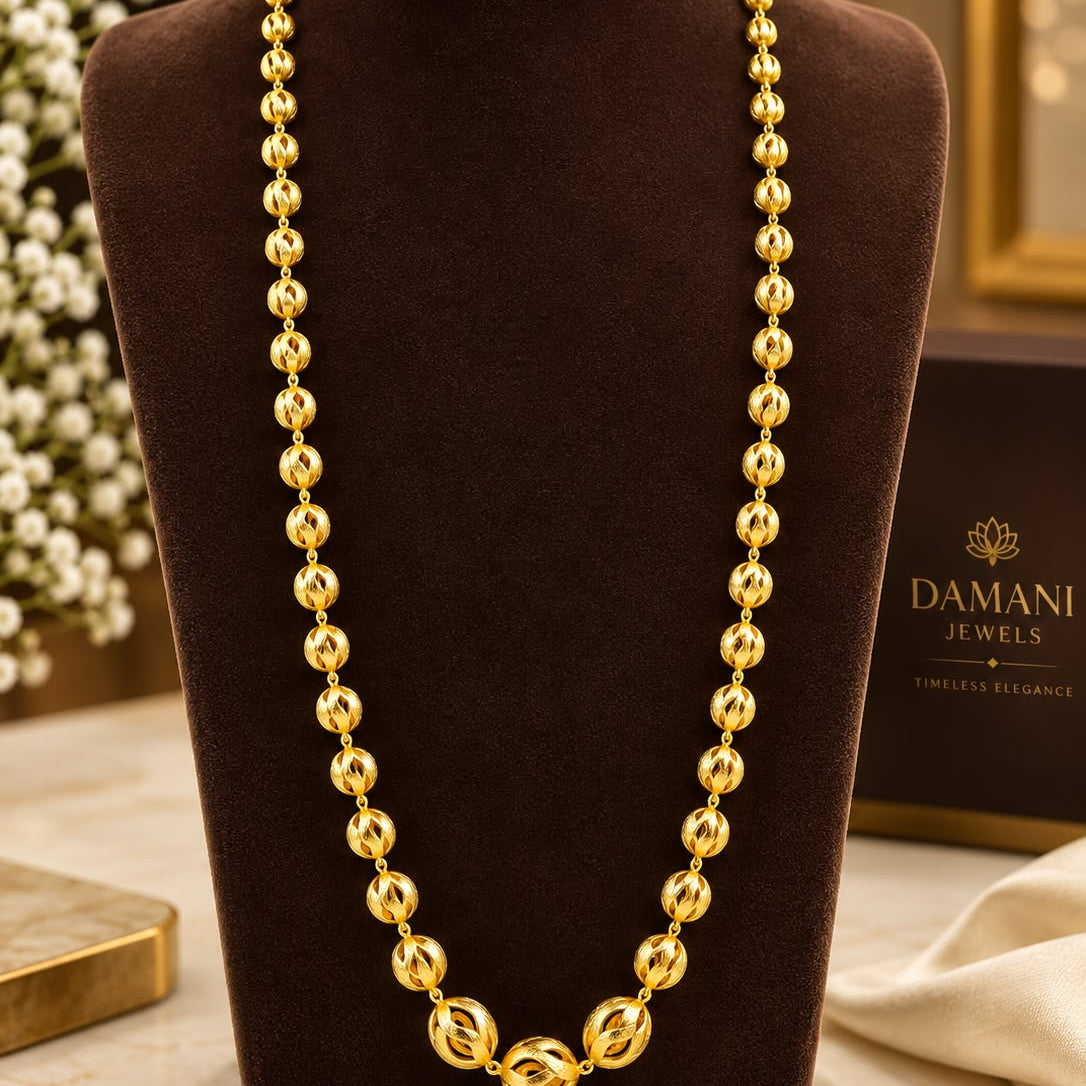 Matar Mala Gold Tone Beaded Necklace for Women | Damani Jewels