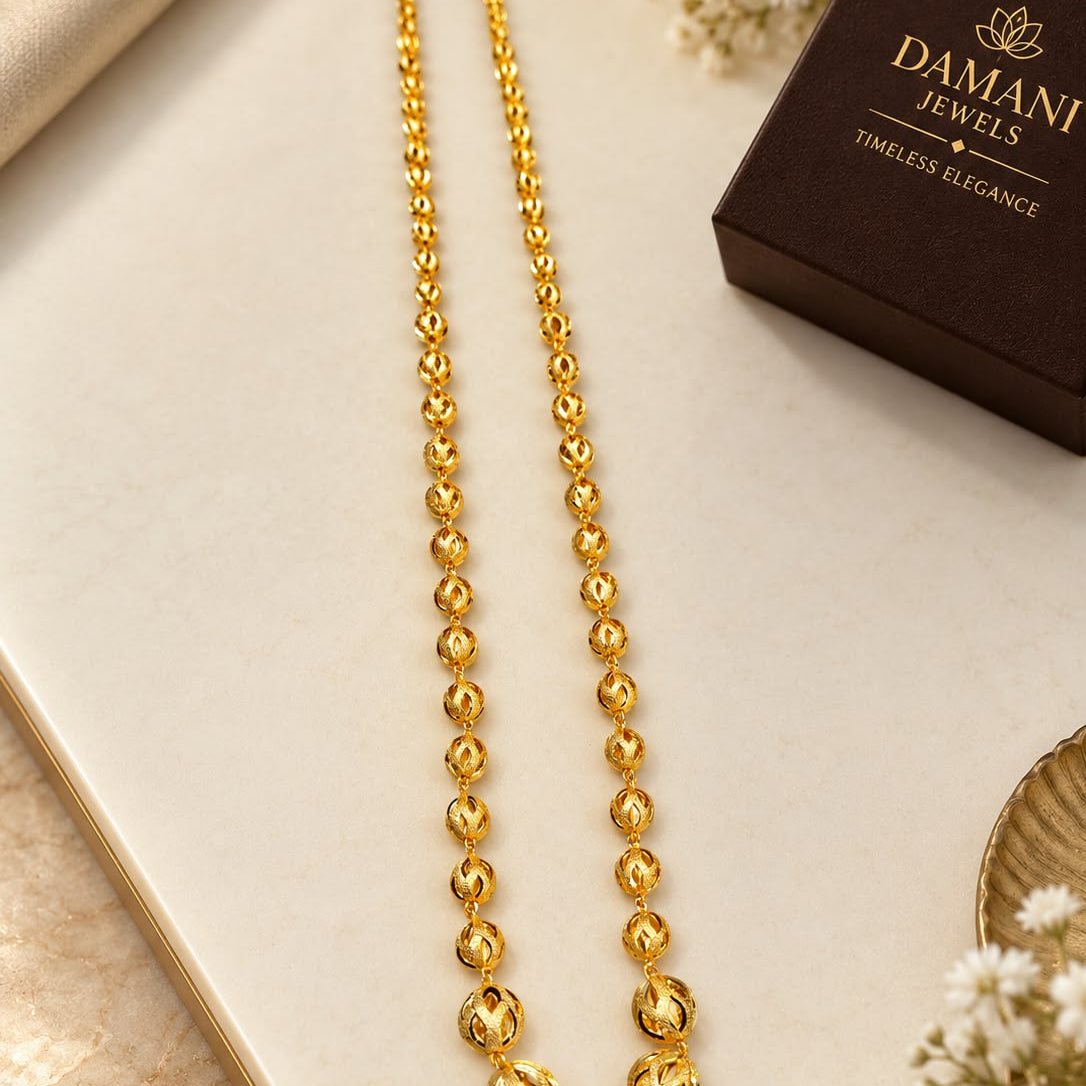 Matar Mala Gold Tone Beaded Necklace for Women | Damani Jewels