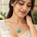 Green heart pendant necklace for women