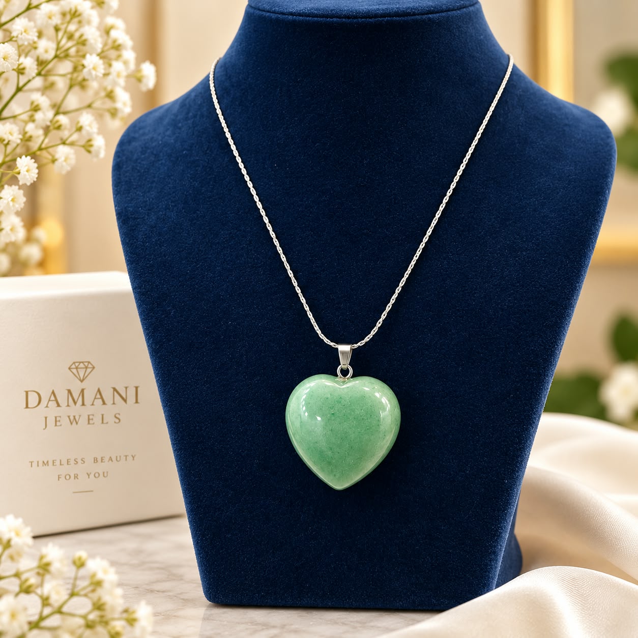 Elegant green stone necklace for women by Damani Jewels