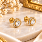 Moissanite halo stud earrings for women daily wear