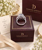 Luxury solitaire statement ring displayed in Damani Jewels box