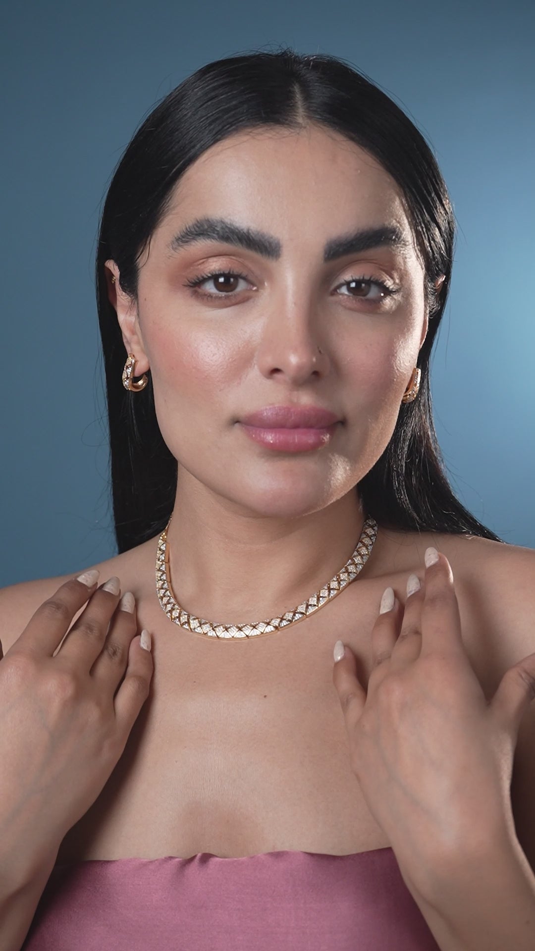 Gold Plated Necklace Set Front View