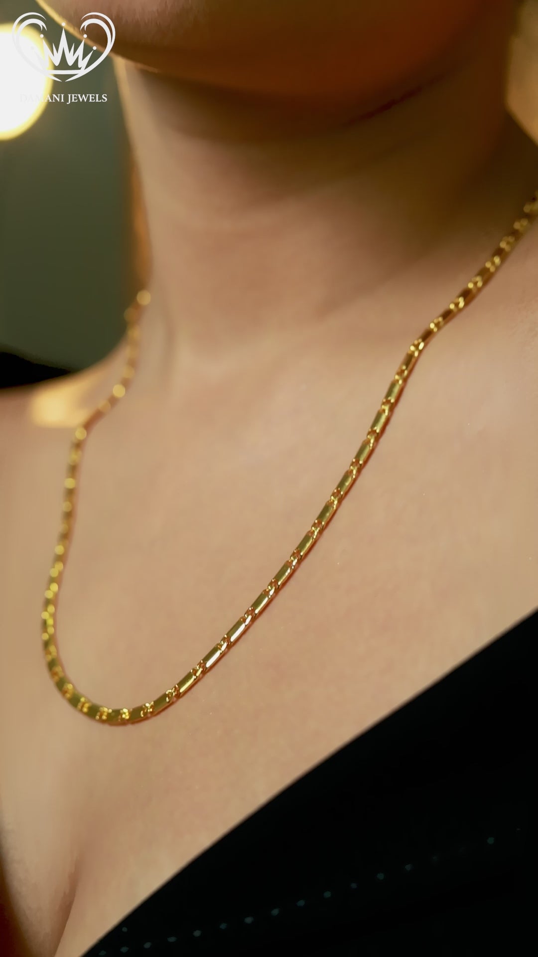 Damani Jewels Classic Gold Tone Figaro Chain Necklace – Everyday & Party Wear