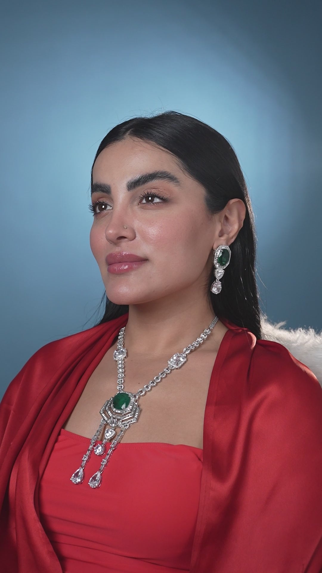 Swarovski Crystal Emerald Necklace Set with Earrings by Damani Jewels