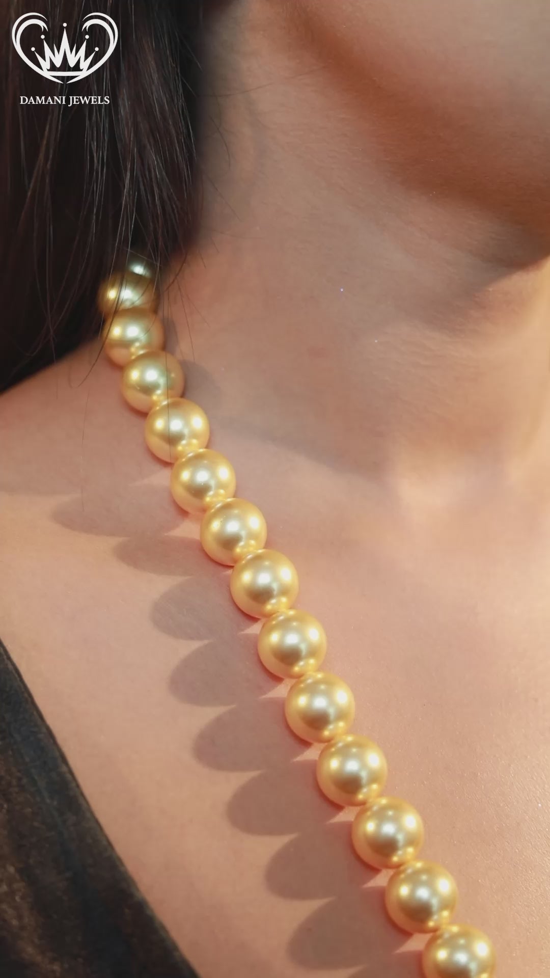 “Swarovski golden pearl beaded mala necklace for women.”