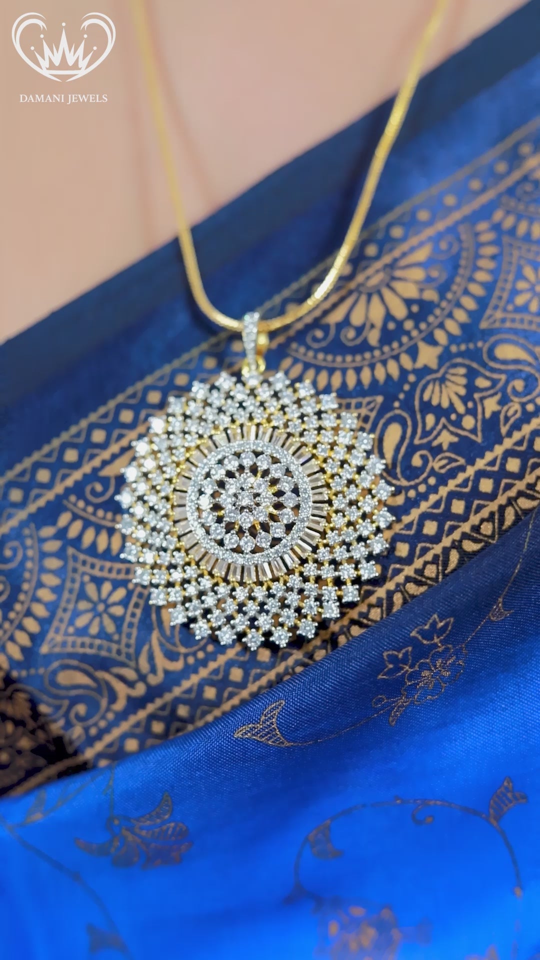 Royal Round CZ Pendant Set | Gold Plated Jewellery – Damani Jewels