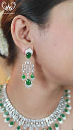Premium Emerald & Diamond Look Choker Necklace Set for Women