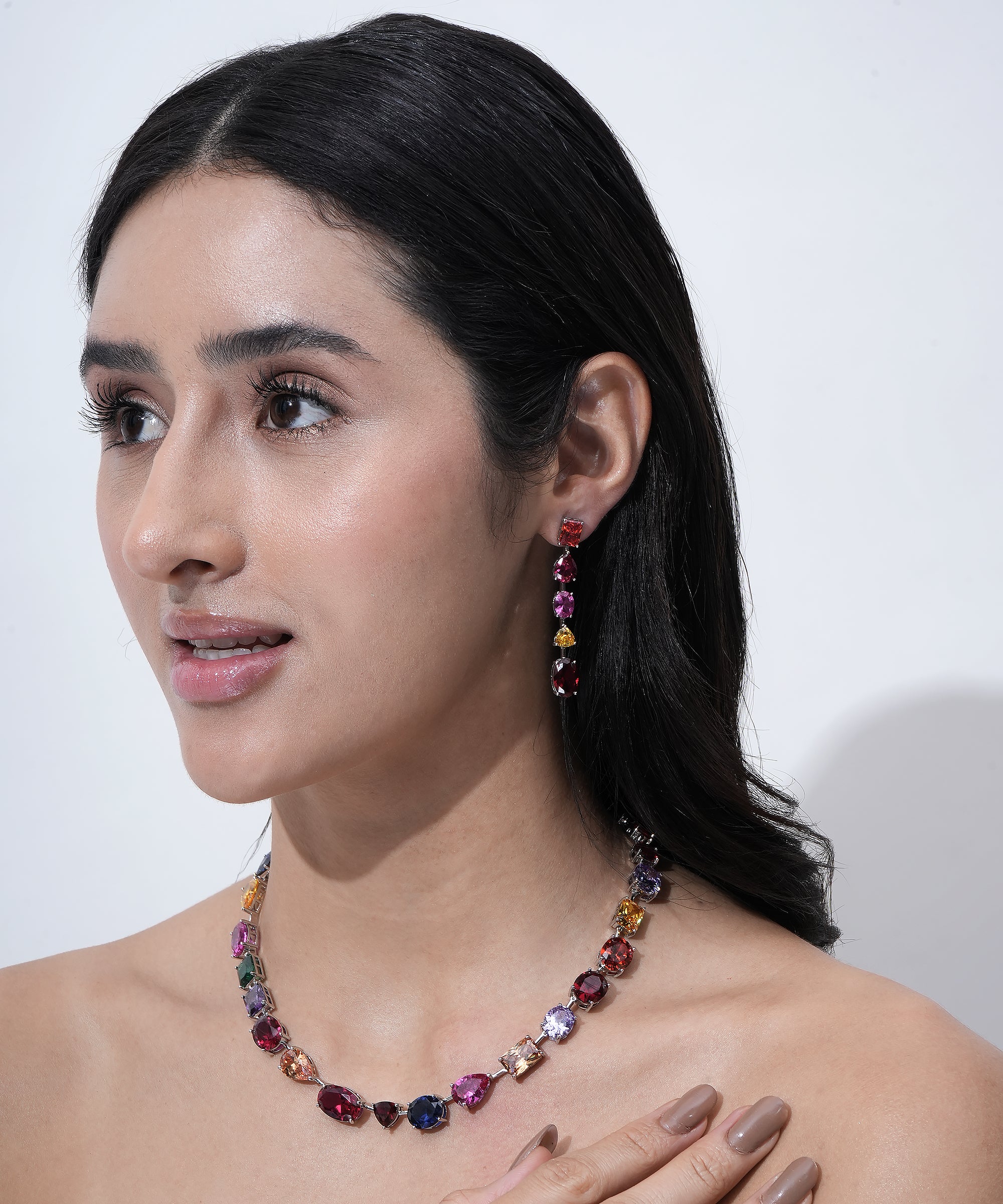 Damani Jewels Swarovski Crystal multicolor statement necklace set