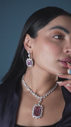 Swarovski Crystal Pink Necklace Set with Earrings by Damani Jewels