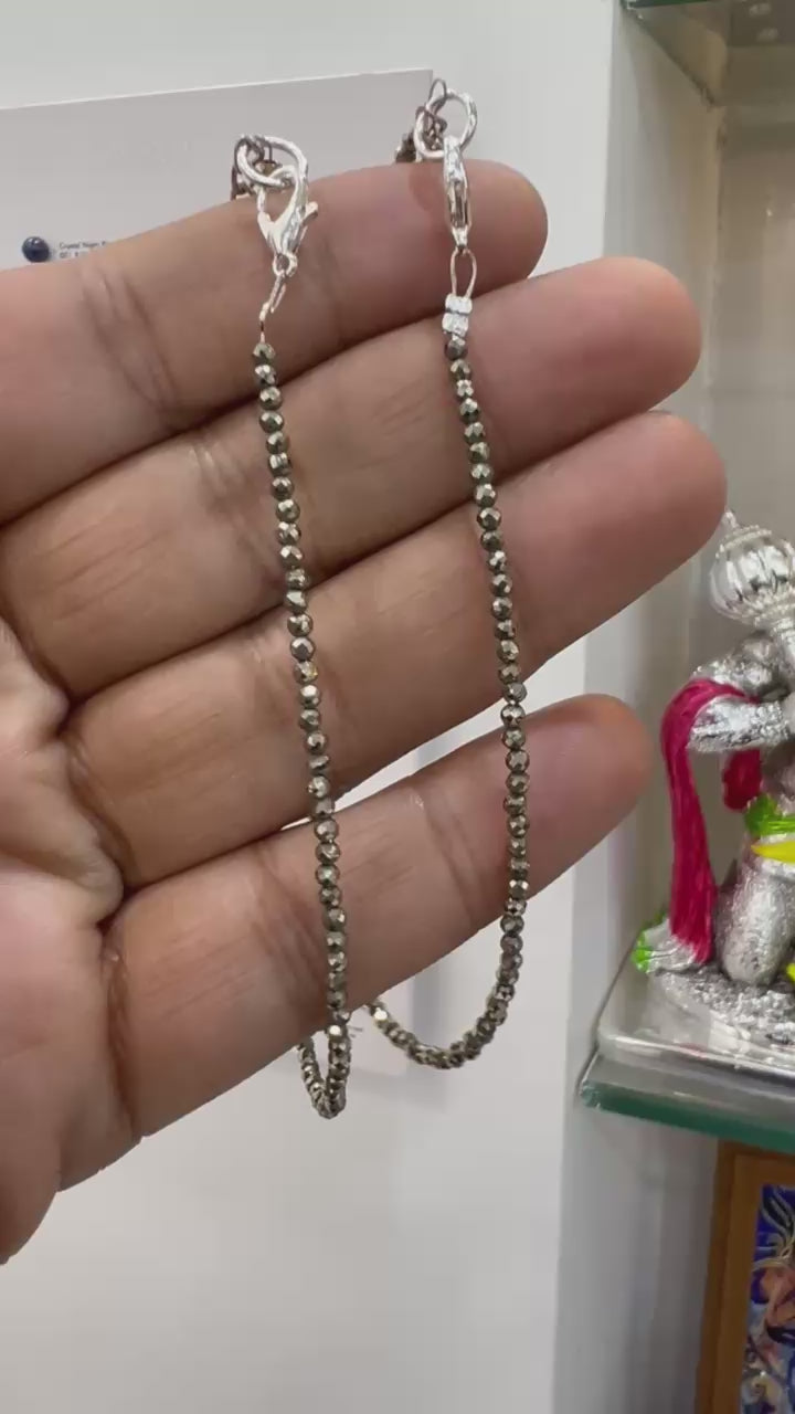 Raw Pyrite Stone Anklet on foot – natural pyrite jewelry by Damani Jewels