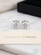 Unisex 92.5 Pure Silver Moissanite Stud Earrings | Sterling Silver Solitaire Earrings