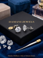 Unisex 92.5 Pure Silver Moissanite Stud Earrings | Sterling Silver Solitaire Earrings