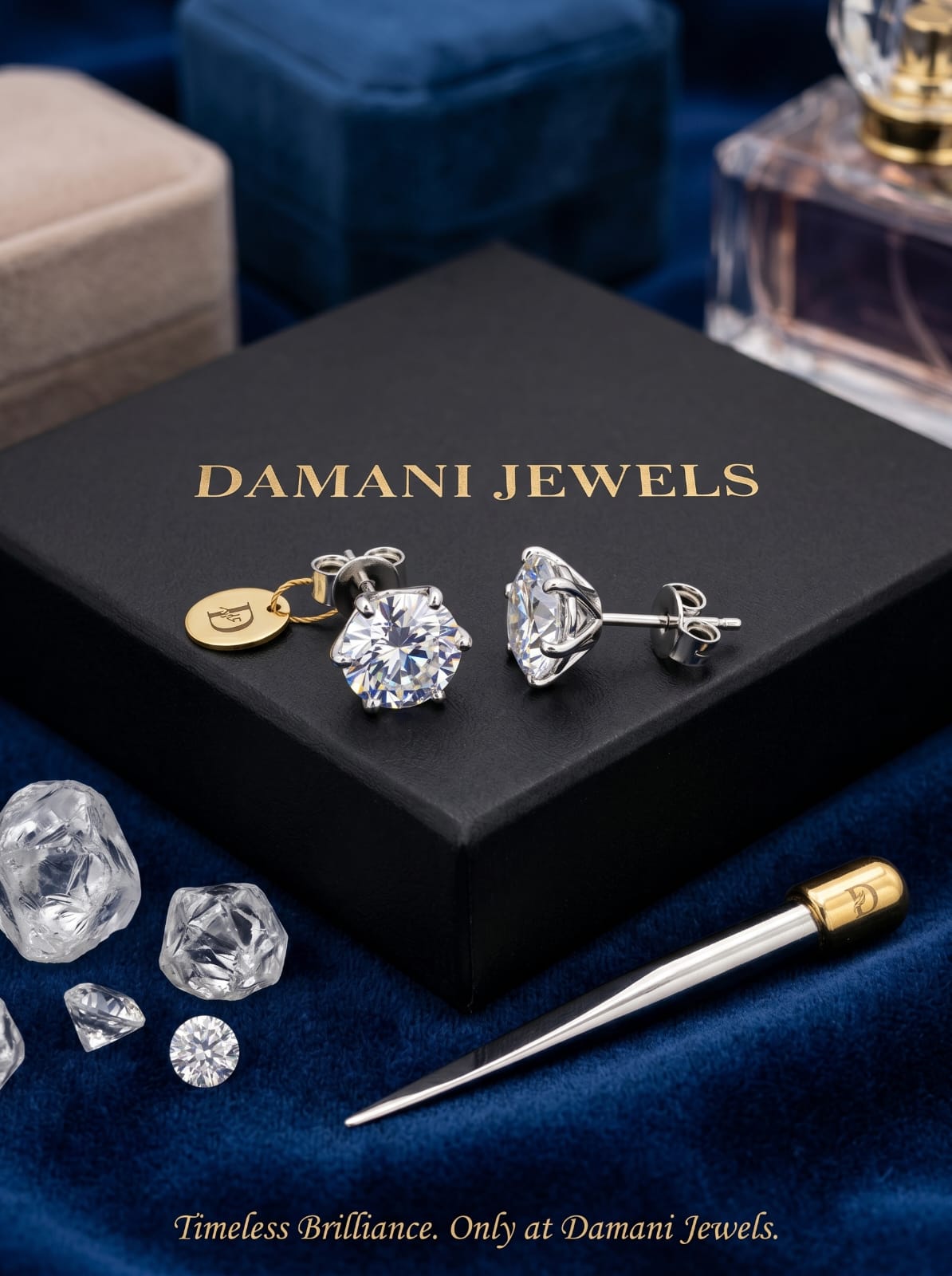 Unisex 92.5 Pure Silver Moissanite Stud Earrings | Sterling Silver Solitaire Earrings